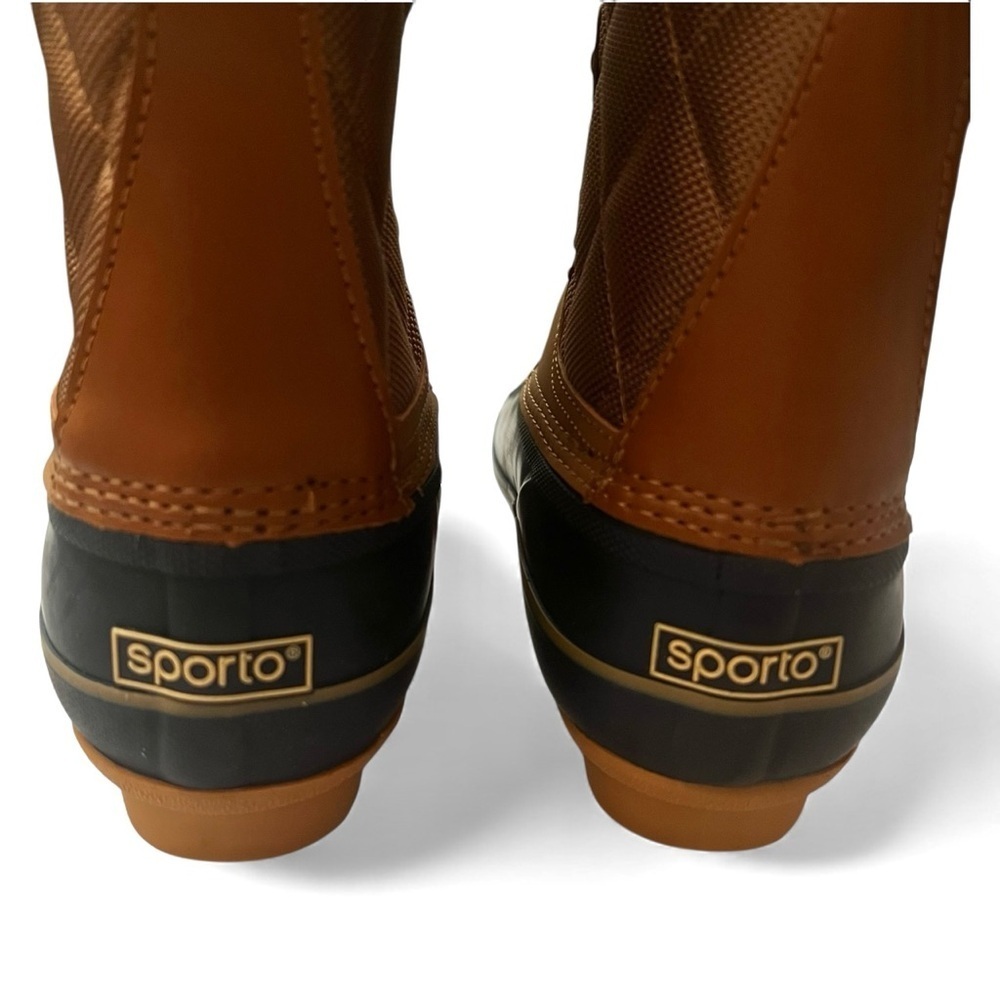 Sporto Deal Tan Navy Waterproof Lace-up Tall Duck Boots Women Size US 6 Gorpcore - Picture 7 of 9
